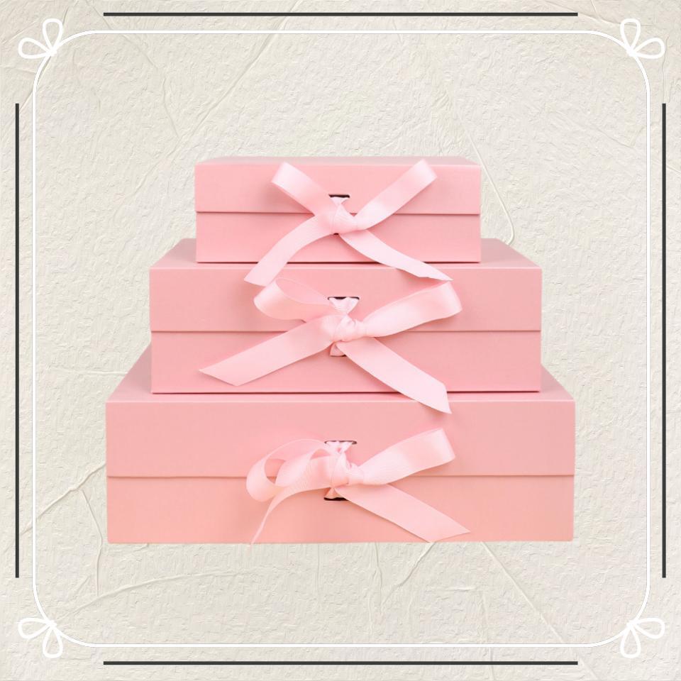 folding paper box with ribbon